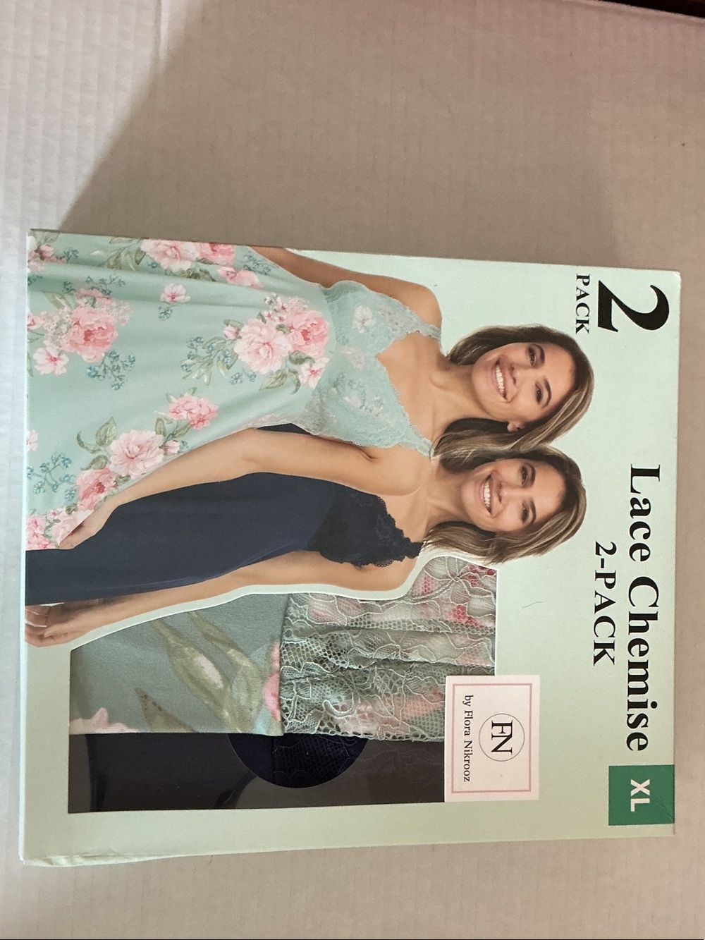 NWT Lace Chemise 2-Pack - Mint Floral & Navy